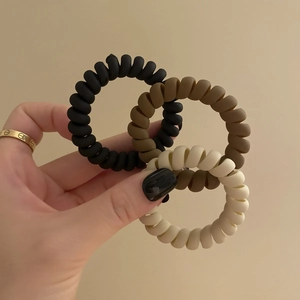Élastiques à Cheveux Style Coréen Minimaliste Cordon Téléphonique Corde à Cheveux Spirale Haute Élasticité Sans Plis pour Femmes