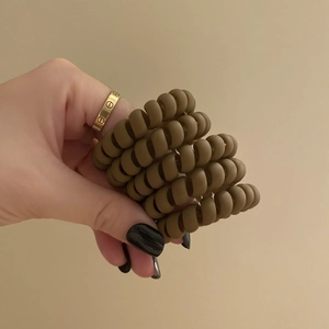 Lot de 4 élastiques spirales mats marron foncé pour queue de cheval sans marques
