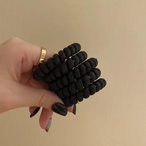 Lot de chouchous spirales noir mat pour queue de cheval en fil de téléphone flexible