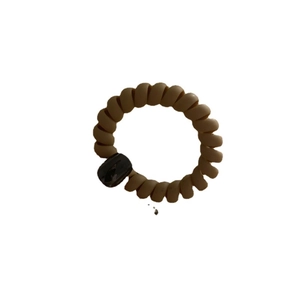 Élastique à cheveux spirale kaki minimaliste avec perle décorative noire polie