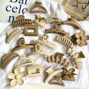 Women Matte Geometric Hair Claw Clips Minimalist Resin Shark Clips Large Solid Color Hairpins Daily Styling Accessories