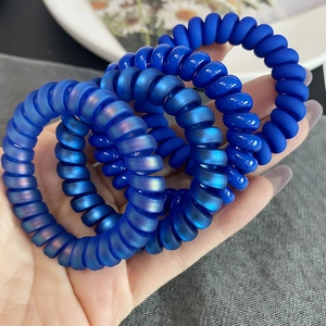 Élastiques à Cheveux Spirale Câble Téléphonique Bleu pour Femmes Résine Mate Brillante Anneaux Élastiques Accessoires
