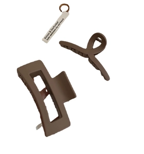 Mocha brown matte minimalist geometric and cross twist hair claw clips for women