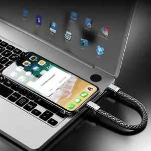 Geflochtenes Leder Ladekabel Armband zur Verbindung von Smartphone und Laptop für Daten