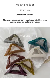 Detailed set of 11cm geometric triangle acrylic hair claws in assorted elegant colors