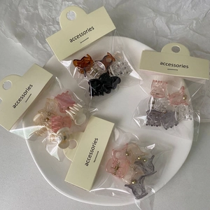 Mini Acrylic Hair Claw Clips For Women Girls Solid Color Jelly Transparent Small Hairpins Korean Style Sweet Hair Accessories