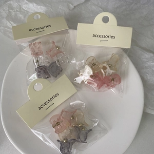 Mini jelly transparent pastel plastic hair claws in colorful set with hanging card