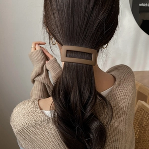 Minimalist matte mocha brown square hair claw clip for elegant ponytail hairstyles