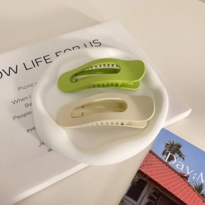 Women Large Matte Hair Claws Minimalist Plastic Hollow Shark Clips Korean Style Cream White Green Hair Accessories