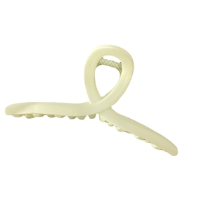 Minimalist 13cm matte cream cross claw clip for thick hair with non-slip teeth grip