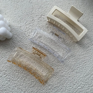 Lot de grandes pinces à cheveux de 13cm carrées en crème, transparent et ambre élégant