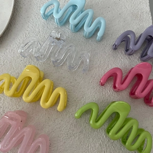 Pinze per capelli ondulate da 13 cm in colori pastello, set di sette fermagli grandi