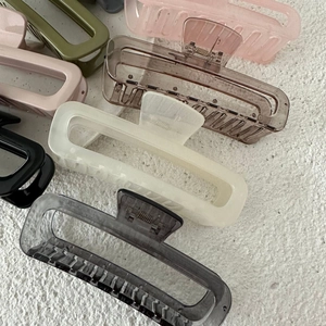 Minimalist rectangular matte and glossy hair claw clips in various colors for women
