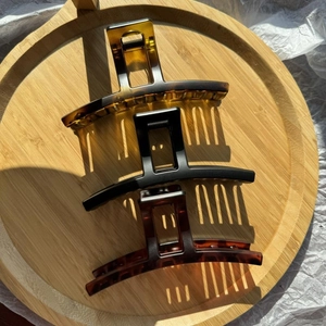 Pinze per capelli opache in stile francese color ambra e nero per capelli folti