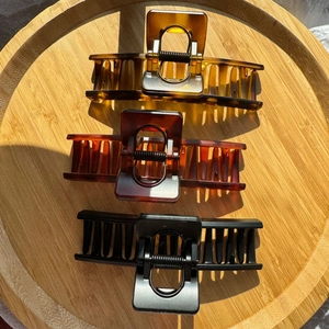 Set di mollette per capelli opache in ambra, tartaruga e nero per capelli folti e spessi