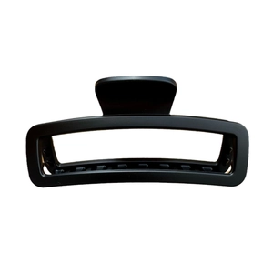 Matte black 12cm rectangular hair claw clip with non-slip design for thick hair styling