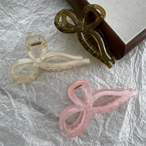 Pinces à cheveux élégantes en forme de nœud en ambre, crème et rose, mat translucide