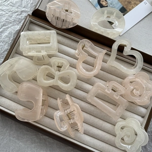 Pinze per Capelli in Gelatina Traslucida Geometriche Plastica Camelia Cuore Fiocco Clip Squalo Antiscivolo Opache per Donna