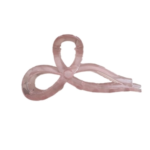 Pince à cheveux nœud rose translucide élégante pour femme accessoire coiffure chic de l'été
