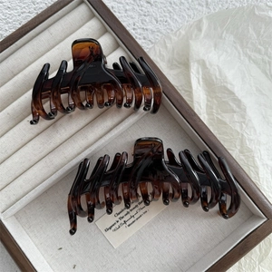 Set of two large vintage amber tortoiseshell hair claws for French style updos