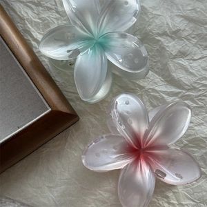 Vue détaillée de pinces à cheveux en forme de fleur mate avec dégradé de couleur