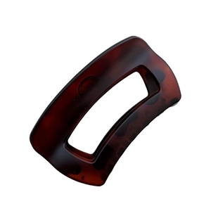 Elegant tortoise shell pattern hair claw clip with rectangular cutout in dark brown resin