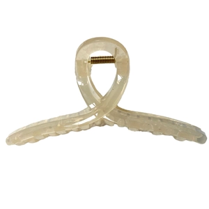 Minimalist creamy white marble texture 13cm hair claw clip with golden spring mechanism