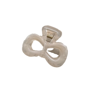 Pinza per capelli minimalista bianca a forma di fiocco in resina e metallo