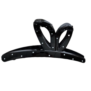 Cute Japanese style black hair claw clip with white polka dots and bunny ears design
