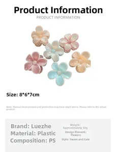 Détails des pinces à cheveux fleur couleur bonbon avec dimensions 8x6x7cm en plastique PS