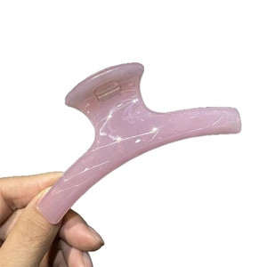 Elegant translucent light pink French style large hair claw clip for bun hairstyles
