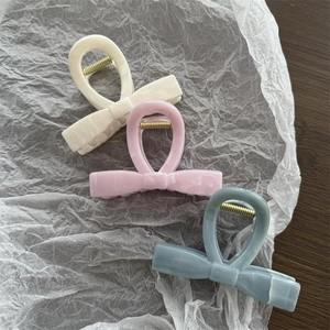 Pinces à cheveux nœud à motif marbré élégantes en crème, rose et bleu-gris