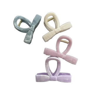 Lot de 3 pinces à cheveux nœuds avec motif marbré en bleu-gris, beige et violet clair