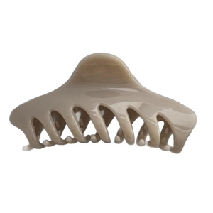 Brown marble pattern 14cm large hair claw clip with glossy finish on white background
