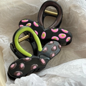 Set of 2 large colorful polka dot claw clips for women with strong metal springs
