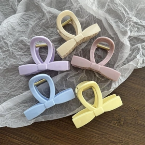 Σετ κλιπ μαλλιών φιόγκος σε χρώματα macaron μωβ κρεμ ροζ μπλε και κίτρινο