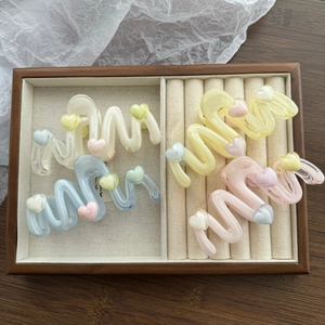 Koreanischer Stil Herz Welle Haarklammer Macaron Farbe Kunststoff Haarschmuck Für Damen Süße Große Haarklammer Haar Dekoration