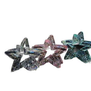 Pinces à cheveux étoiles holographiques en argent iridescent, violet et bleu-vert