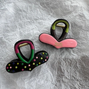 Retro Colorful Drip Oil Heart Hair Claw Clip For Women Fashion Polka Dot Shark Clip Sophisticated Hair Accessories