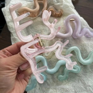 Water wave texture hair claw clip in macaron colors for elegant women hairstyling