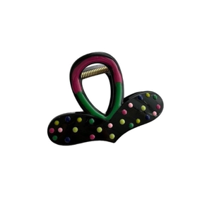 Retro colorful oil-drop heart hair claw clip with multi-colored polka dots for women