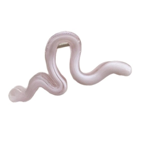 Elegant wavy light pink hair claw clip with a pearlescent finish and stylish curves