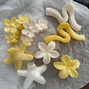 Molla per Capelli in Plastica Motivo Marmo Forma di Fiore Stella Marina Ondulata Accessori Capelli Verniciati Stile Spiaggia Donna