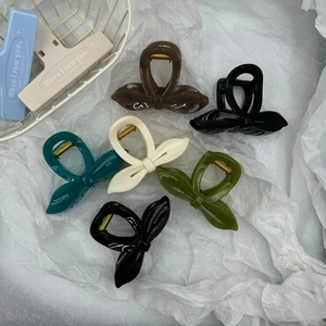 Pince à Cheveux Nœud Élégante pour Femmes Plastique PC Grande Pince Requin Accessoires de Cheveux Unis pour Femmes et Filles