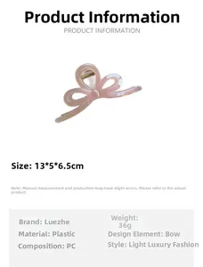 Detailed view of pink translucent butterfly hair claw clip with dimensions 13x5x6.5cm