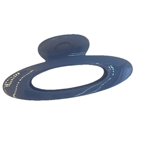 Grande pince à cheveux ovale creuse bleu marine pour coiffure élégante femme