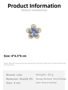 Detail showing 8cm frosted tulip flower hair claw clip with material and size specs