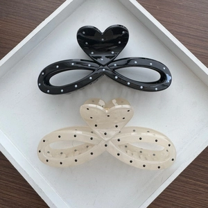 Large Polka Dot Heart Shape Hair Claw Clip For Women Elegant Plastic Painted Shark Clip Fashion Hair Accessories Hairclip