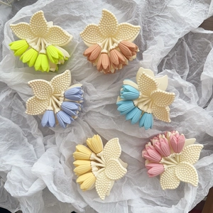 Matte Blume Haarklammer Für Damen Tulpe Floral Haarschmuck Matte Kunststoff Hai Clip Für Urlaub Täglichen Gebrauch
