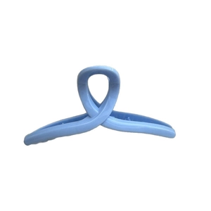 Large light blue macaron cross hair claw clip for elegant women styling and hair updos